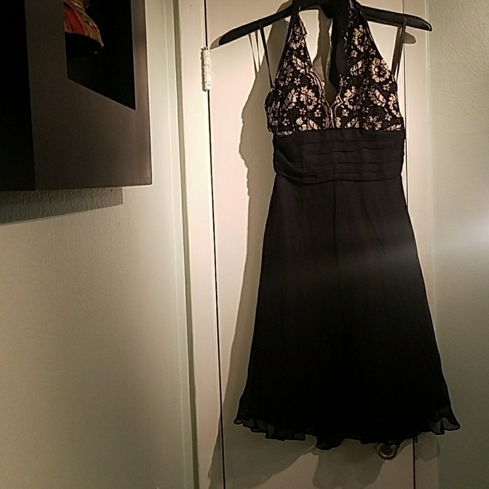 Black / beige halter dress